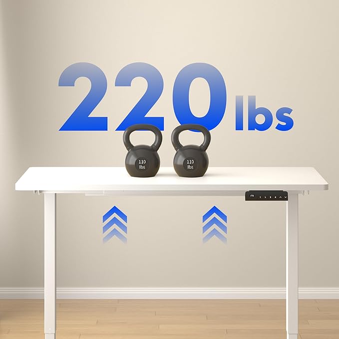 FLEXISPOT E3 Dual Motor Electric Standing Desk 55x28 Inch Whole-Piece Board Height Adjustable Electric Sit Stand Desk (White Frame + White Desktop, 2 Packages)