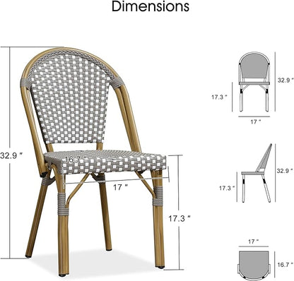 PURPLE LEAF 11 Pieces Outdoor Dining Set Patio Furniture Set with Large Aluminum Table and French Bistro Chairs for Garden Backyard Gray Patio Dining Set