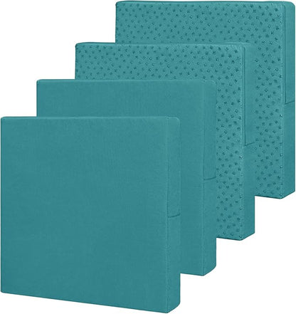Easy-Going Waterproof Patio Cushion Covers 24x24x4 inch 4 Pack Replacement Non-Slip Outdoor Seat Cushion Slipcover with Zipper. Teal