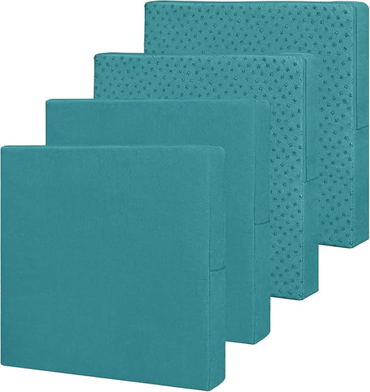 Easy-Going Waterproof Patio Cushion Covers 24x24x4 inch 4 Pack Replacement Non-Slip Outdoor Seat Cushion Slipcover with Zipper. Teal