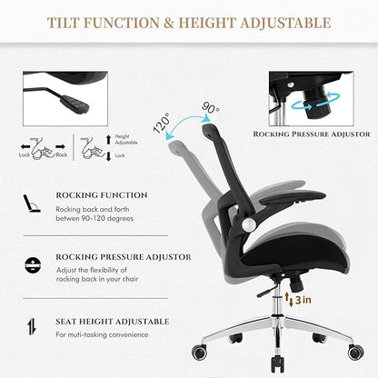 Big and Tall Office Chair 400lbs, Heavy Duty Ergonomic Computer Desk Chair, Leather Office Task Chair for Heavy People with Wide 3D Modeling Foam Seat, Adjustable Lumbar Support and Arms