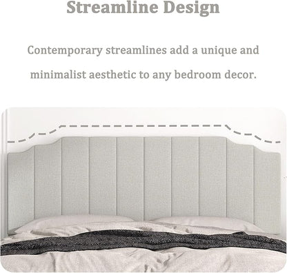 King Size Headboard Only, Linen Wall Mounted Headboard King for Adjustable Bed Modern Upholstered Head Board Easy Assembly, Linen Gray