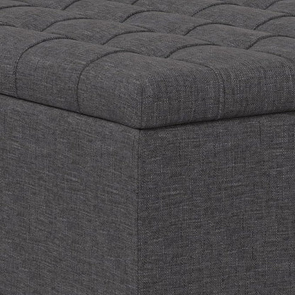 SIMPLIHOME Harrison 30 inch Wide Transitional Square Small Coffee Table Storage Ottoman in Slate Grey , Assembled, For the Living Room and Bedroom