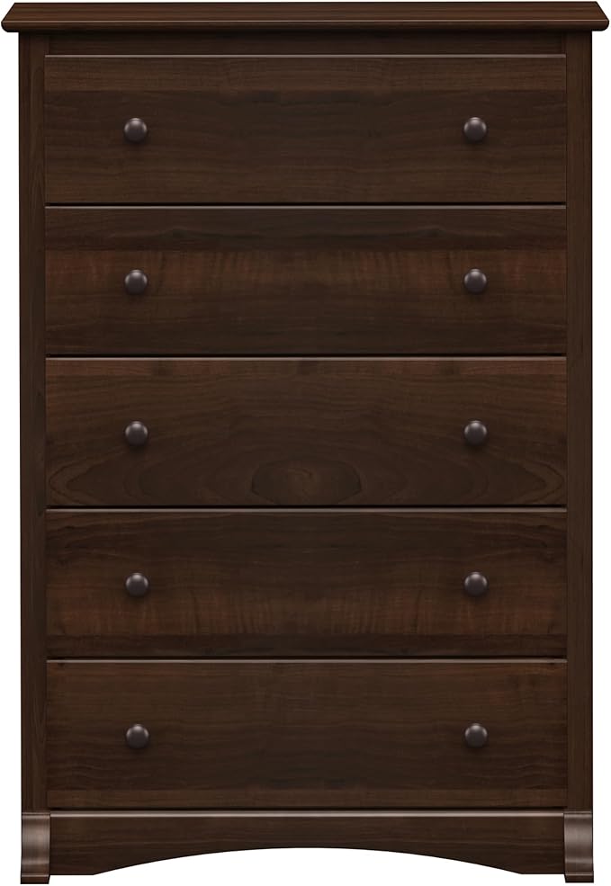 Prepac Sonoma Superior 5-Drawer Dresser for Bedroom - Spacious and Stylish Chest of Drawers, Measuring 17.75"D x 31.5"W x 44.75"H, In Espresso Finish