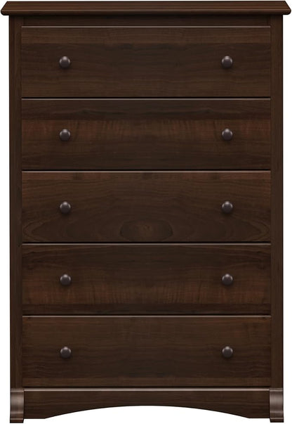 Prepac Sonoma Superior 5-Drawer Dresser for Bedroom - Spacious and Stylish Chest of Drawers, Measuring 17.75"D x 31.5"W x 44.75"H, In Espresso Finish