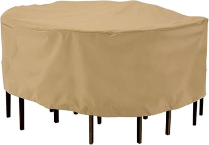 Classic Accessories Terrazzo Water-Resistant 94 Inch Round Patio Table & Chair Set Cover, Outdoor Table Cover