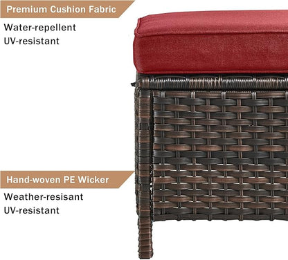 HUMMUH Patio Furniture 6 Pieces Outdoor Furniture Set PE Wicker Sofa with Swivel Rocking Chairs,Ottomans,Coffee Table