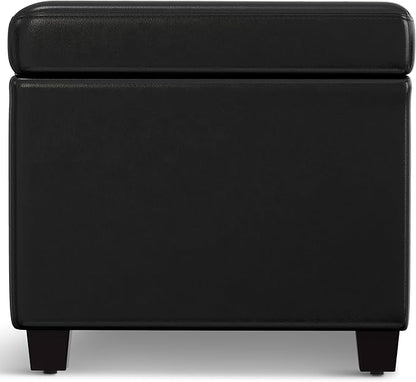 SIMPLIHOME Avalon 54 inch Wide Contemporary Rectangle Extra Large Storage Ottoman Bench in Midnight Black Vegan Faux Leather, Assembled, For the Living Room, Entryway and Family Room