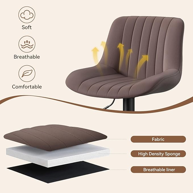 Nalupatio Bar Stools Set of 2, Adjustable Modern Swivel Bar Stools with Backs, Counter Height Performance Fabric Island Chairs for Home Kitchen, Dark Brown