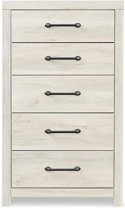 Signature Design by Ashley Cambeck Industrial 5 Drawer Chest with Safety Stop, Whitewash