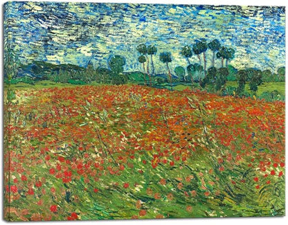 Wieco Art Large Poppy Field June 1890 Canvas Print of Vincent Van Gogh Wall Art Paintings Reproduction Field Pictures Artwork for Wall Decor and Home Decorations