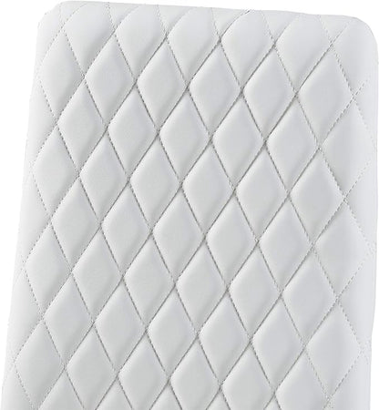 JT Modern Minimalist Dining Chair Fireproof Leather Sprayed Metal Pipe Diamond Grid Pattern Restaurant Home Conference Chair Set of 4 Or 6 (4, White)