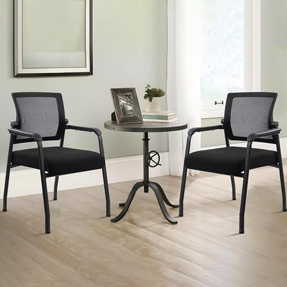 8PK Office Guest Chairs No Wheels | Ergonomic Lumbar Support and Thicked Seats Cushion, Desk Chair with Adjustable Mesh Back for Waiting Room School Church Reception，Black