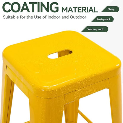 Vogue Furniture Direct 24" High Bar Stools Backless Yellow Metal Barstools Indoor-Outdoor Counter Height Stools with Square Seat, Set of 2 - VF1571019