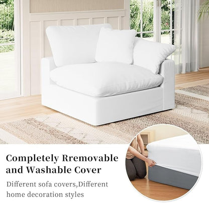 Modular Sectional Sofa Cloud Couch,Down Filled Comfy Cloud Modern Sofa,White Linen Oversized Couch Cushion Covers Removable for Living Room