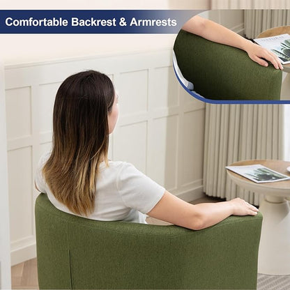 Accent Barrel Chair, Modern Comfy Living Room Chairs with Armrest Small Reading Chair with Cozy Soft Padded for Bedroom Reception Room Cafe, Green