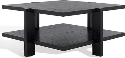SAFAVIEH Couture Collection Quigley Black 2-Tier Square Coffee Table, Ideal for Living Room, Office, Bedroom