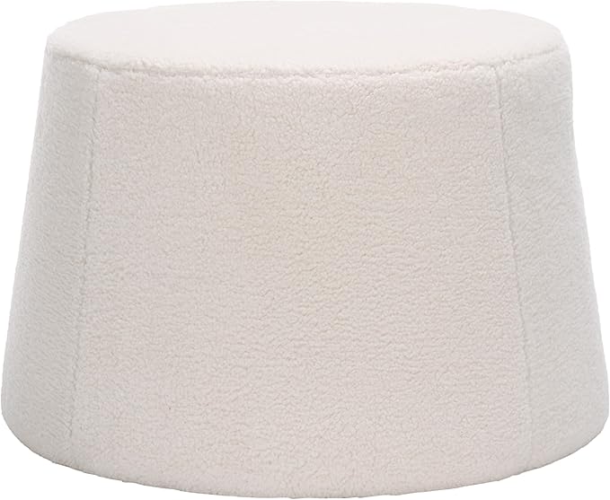 SAFAVIEH Home Collection Liesel Ivory Sherpa Wide Flared Ottoman (Fully Assembled)