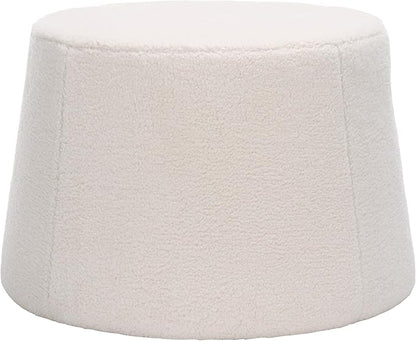 SAFAVIEH Home Collection Liesel Ivory Sherpa Wide Flared Ottoman (Fully Assembled)