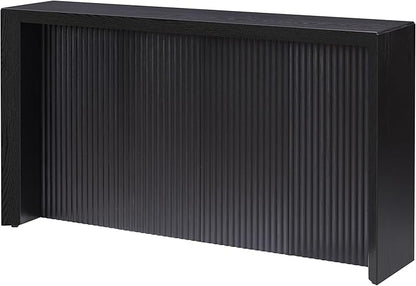 Henn&Hart 56'' Wooden Rectangular Fluted Console Table Entryway Table, Sofa Table for Entryway, Living Room, Couch, Hallway, or Office, Black Grain