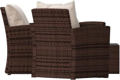 Flash Furniture Aransas Series 4 Piece Brown Patio Set with Beige Back Pillows and Seat Cushions