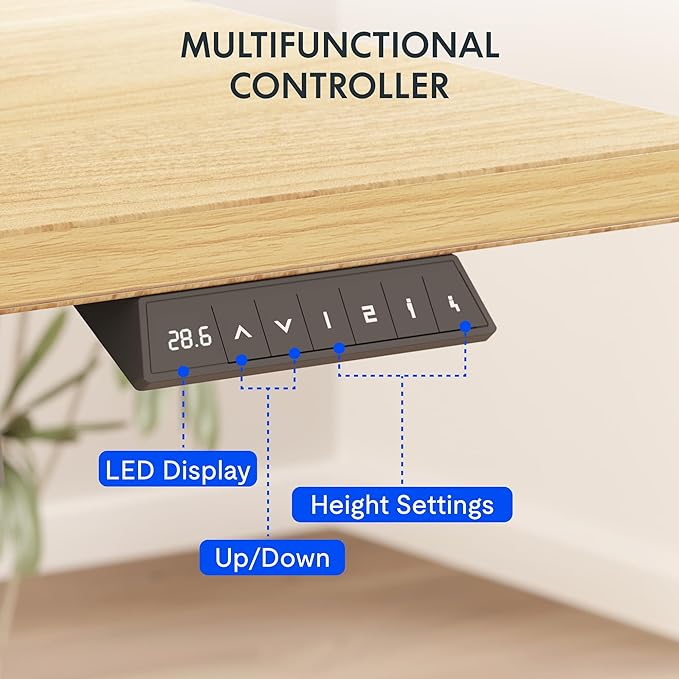 FLEXISPOT EN2 Whole-Piece Standing Desk with Clamp Power Strip, 40 x 24 Electric Stand Up Height Adjustable Desk with Cable Management (Gray Frame + Maple Top, 2 Packages)