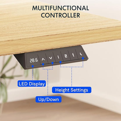 FLEXISPOT EN2 Whole-Piece Standing Desk with Clamp Power Strip, 40 x 24 Electric Stand Up Height Adjustable Desk with Cable Management (White Frame + 40" Maple Top)