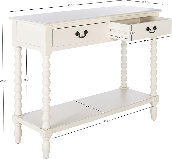 SAFAVIEH Home Collection Athena Distressed White 2-Drawer Console Table
