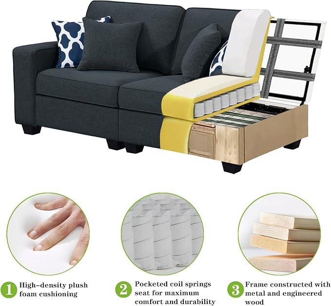 Legend Vansen Modular Sectional Sofa U Shaped Couch with Ottoman Modern Reversible Corner Sectional Couch for Living Room (Charcoal, U Shaped Sofa-4)