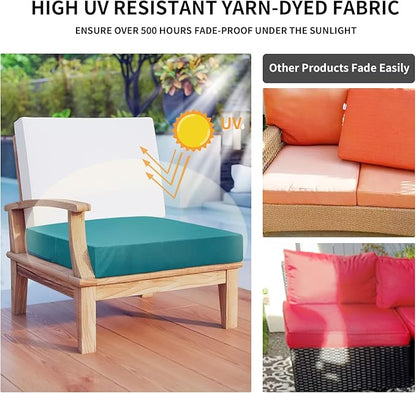 Easy-Going Waterproof Patio Cushion Covers 22x22x4 inch 2 Pack Replacement Non-Slip Outdoor Seat Cushion Slipcover with Zipper. Teal