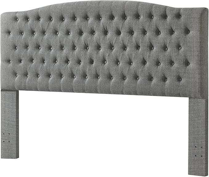 24KF Upholstered Tufted Button Linen Fabric Headboard,Comfortable Fashional Headboard King/CA King Size,Granite