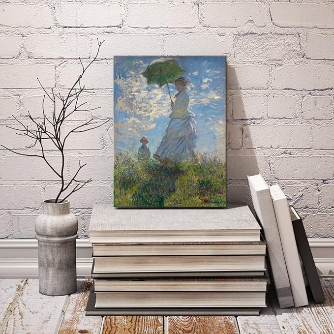 Wieco Art Woman with a Parasol Madame Monet and Her Son Canvas Prints Wall Art of Claude Monet Famous Classic Oil Paintings Reproduction People Landscape Pictures Artwork