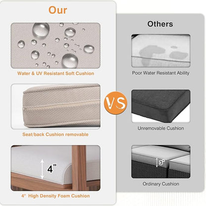 Outdoor Chair Cushions 23" x 24" x 4", Patio Deep Seat Replacement Cushions Set with Zippered Removable Cover, Weather-Resistant Olefin Fabric for Garden Chair Sofa Couch, Set of 2, Beige
