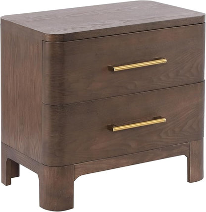 Christopher Knight Home Egbert Modern Nightstand with Drawers, Wooden Small Night Stand with Rounded Corners Design, Bedside Table/End Table for Bedroom, Multipurpose Storage Cabinet, Brown