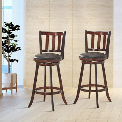 COSTWAY Bar Stools Set of 2, Counter Height Dining Chair, Fabric Upholstered 360 Degree Swivel, PVC Cushioned Seat, Perfect for Dining and Living Room (Height 29.5''-Set of 2)