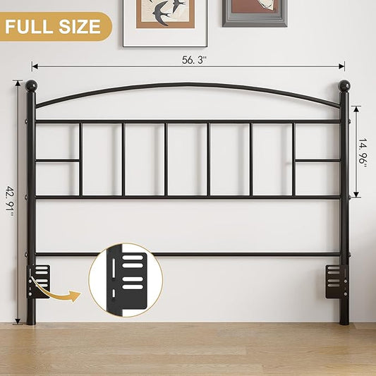 VECELO Metal Full Size Headboard - 42.91 Inches Tall, Arching Lines Design, Easy Assembly, Modern Farmhouse Style Steel Headboard for Bedroom - Black