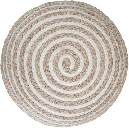 SIMPLIHOME Yolanda Boho Round Pouf in Natural Jute for the Living Room, Bedroom and Kids Room