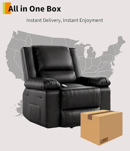 GarveeHome Oversized Wide Power Lift Recliner Chair - Heat and Massage, PU Leather, Adjustable Back and Legs, Electric Lift Chair Designed for The Elderly and People with Mobility impaired