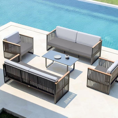 Easy-Going Waterproof Patio Cushion Covers 22x22x4 inch 2 Pack Replacement Non-Slip Outdoor Seat Cushion Slipcover with Zipper. Gray