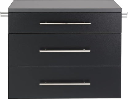 Prepac HangUps 30'' Garage Storage Cabinet with 3 Drawers, Wood Wall Mount Pantry Cabinet, Wall Hanging Laundry Room Cupboard, Kitchen Pantry for Garage, Kitchen and Laundry Organization, Black
