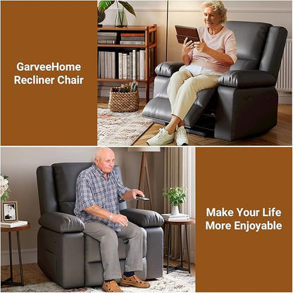 PU Leather Electric Power Lift Chair, Recliner Massage Chair with Remote Control and Side Pocket for Elderly, Power Lift Recliner Sofa with Heat and Massage for Living Room, Bedroom, Gray