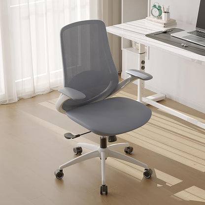 Ergonomic Mesh Office Chair, 330LBS Executive Desk Chair with Lumbar Support, 2D Armrests, Comfy Swivel Computer Task Chairs for Long Hours (Grey)
