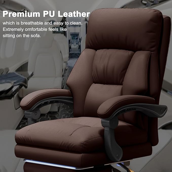 Office Chair with Leg Rest Executive Desk Chairs with Wheels High Back Computer Gaming Chairs Adjustable Reclining Ergonomic Work Chair for Home Office