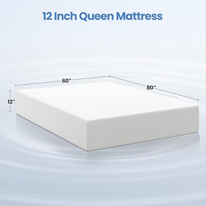 Yaheetech 12 Inch Queen Mattress 3 Foam Layer Cooling Gel Memory Foam Mattresses, Green Tea for Fresher Sleep, Medium Firm, CertiPUR-US Certified, No Fiberglass, Queen Size Mattress in a Box