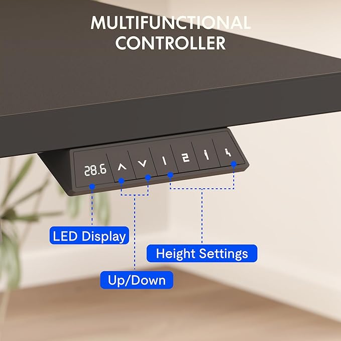 FLEXISPOT EN2 Whole-Piece Standing Desk with Clamp Power Strip, 55 x 28 Electric Stand Up Height Adjustable Desk with Cable Management (White Frame + 55" Black Desktop, 2 Packages)