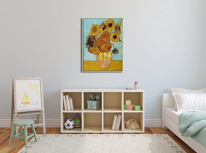 Wieco Art Framed Art Sunflower Large Canvas Prints Wall Art by Vincent Van Gogh Oil Paintings Framed Canvas Wall Art for Living Room Wall Decor Bedroom Home Office Decor