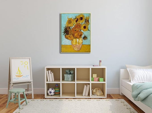 Wieco Art Framed Art Sunflower Large Canvas Prints Wall Art by Vincent Van Gogh Oil Paintings Framed Canvas Wall Art for Living Room Wall Decor Bedroom Home Office Decor