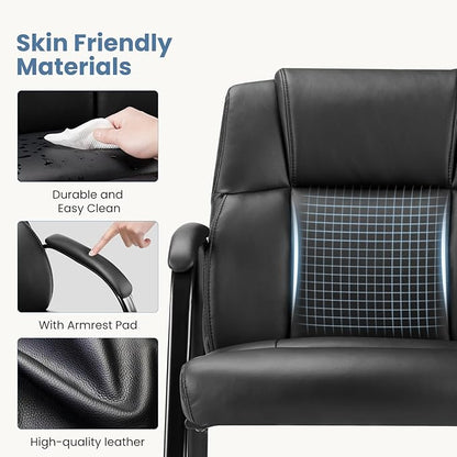 NEWBULIG Waiting Room Guest Chairs Set of 8, Stationary Office Reception Chairs No Wheels, Comfy Padded Arms and Seld Base, for Conference Room Lobby Home Computer Desk Bedroom Elderly, Black