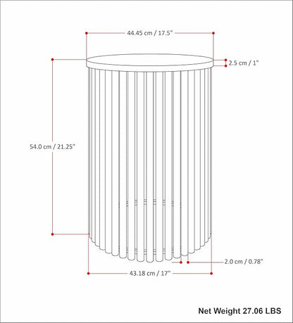 SIMPLIHOME Demy 18-inch Wide Metal and Solid Mango Accent Table in Cognac/Gold, Round Side Table with Mango Wood Top for Living Room or Bedroom, Industrial Style, Assembled
