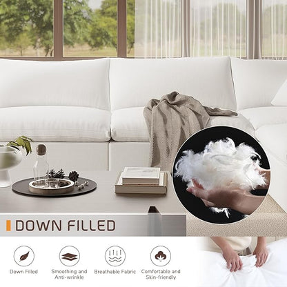 Cloud Modular Sectional Sofa,78.6" V Shape 3 Seater with Corner Down Filled Comfy Sofa,Modern Deep Seat Cloud Couch,Detachable Couch Cushion Covers for Living Room,White